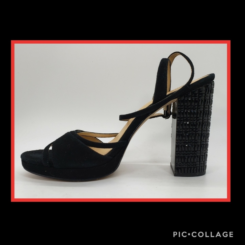 Micheal Kors Black Suede Jeweled Platforms Size 9 - Picture 6 of 9